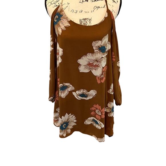 Leith Cold Shoulder Floral Mini Dress – Size Medium 🌻🌿 - Picture 1 of 5